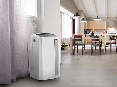 De'Longhi PAC AN112 Silent Mobiles Klimagerät (Klimaanlage, Luft-Luft System, Max. Kühlleistung 2,9 kW/11000BTU/h, Separate Entfeuchtungsfunktion, Geeigent für Räume bis zu 110 m³) [EEK A+],Weiß