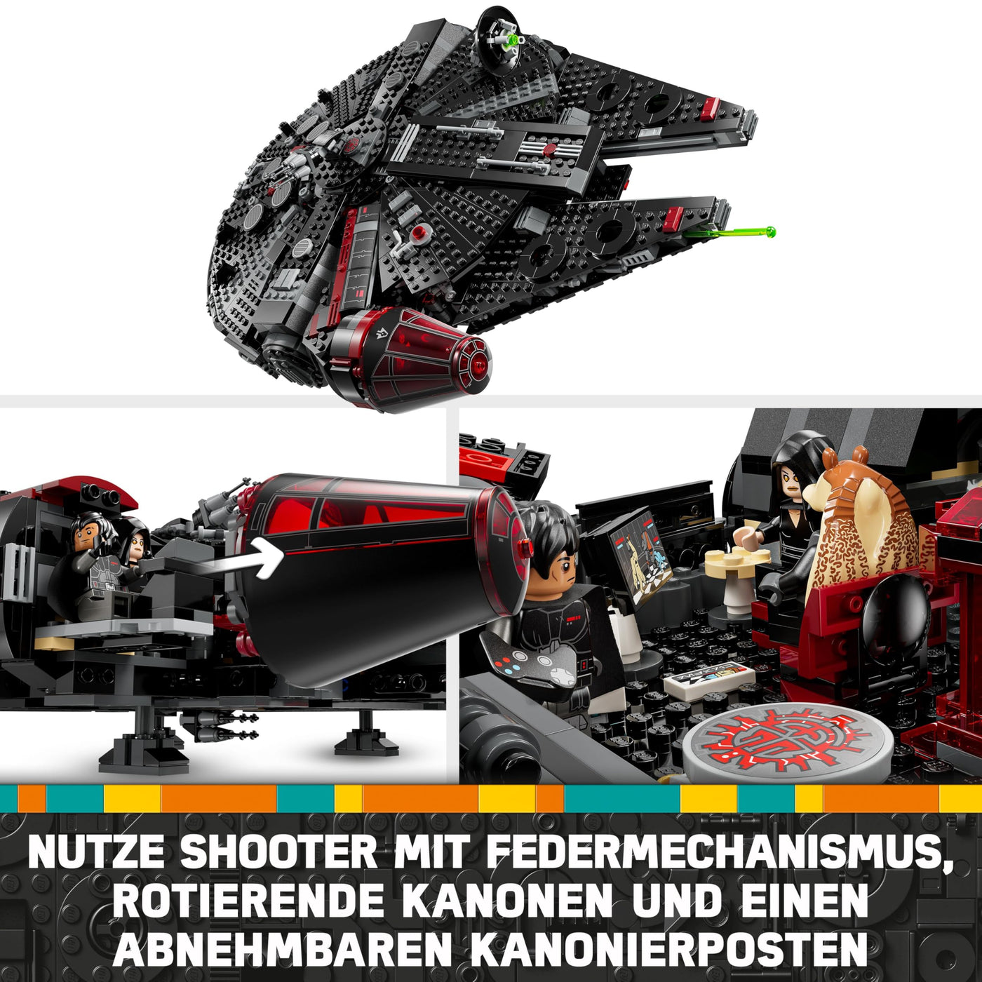 LEGO Star Wars 75389 Der Dunkle Falke – Spielzeug zum Ausstellen mit federbetriebenen Shootern, Kanonen und 6 Minifiguren, darunter C-3PO – Geschenk für Jungen ab 10 Jahren und Erwachsene