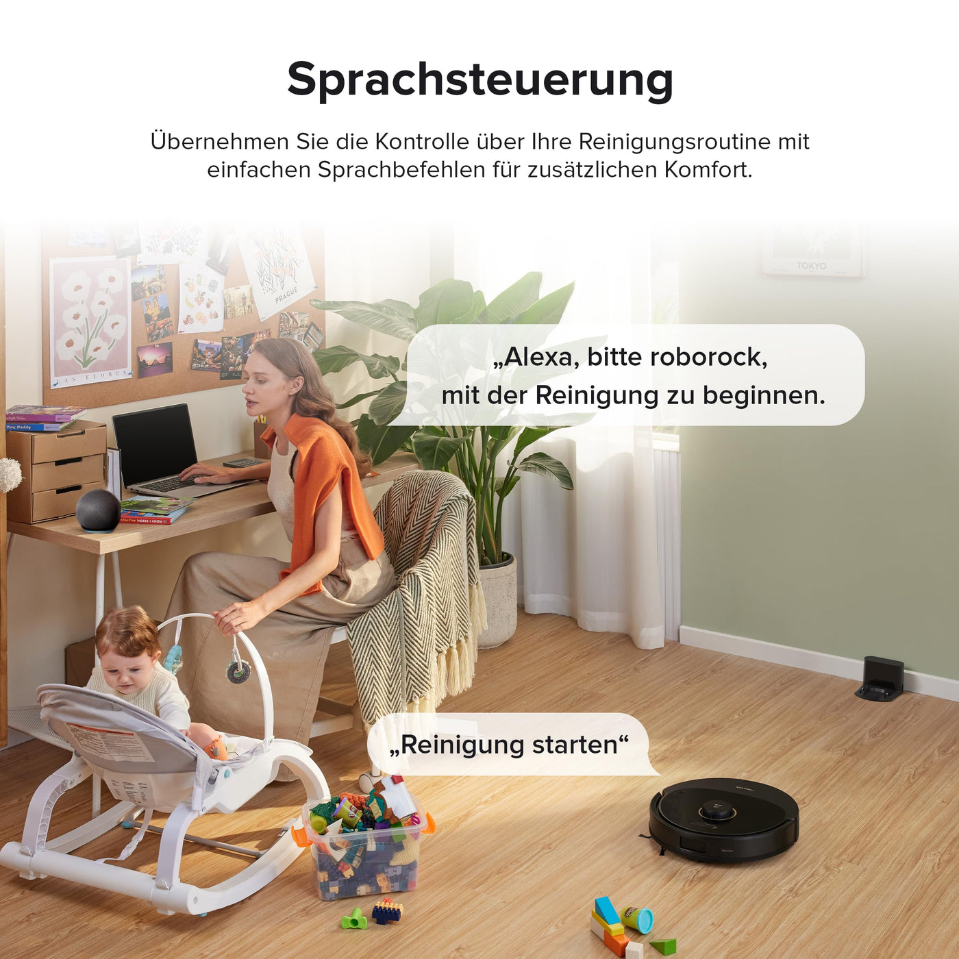 roborock Q8 Max Saugroboter mit DuoRoller-Bürste, 5500Pa Saugkraft, 470mL Staubbehälter, 350mL Wassertank, Staubsauger Wischroboter PreciSense-LiDAR-Navigation (Schwarz)