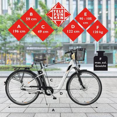 TELEFUNKEN E-Bike Damen 28 Zoll Elektrofahrrad - 7-Gang Shimano Nabenschaltung mit Rücktritt, Pedelec Citybike Alu mit Fahrradkorb, Frontmotor 250W /10,4Ah / 36V Sitzrohrakku, RC840 Multitalent