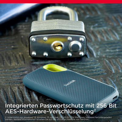 SanDisk Extreme Portable SSD 4 TB (tragbare NVMe SSD, USB-C, bis zu 1.050 MB/s Lesegeschwindigkeit und 1.000 MB/s Schreibgeschwindigkeit, wasser- und staubbeständig) Monterey