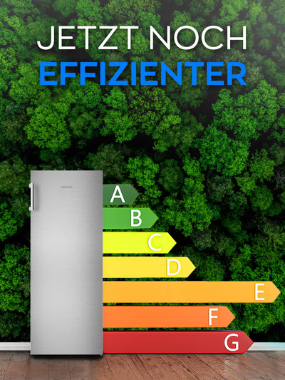 Heinrich´s freistehender Kühlschrank 242L, Vollraumkühlschrank, LED-Beleuchtung, Standkühlschrank mit 5Glasablagen+1Gemüsefach+4 Türablagen, Türanschlag wechselbar, leise 40dB, (inox)