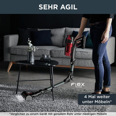 Rowenta X-Force Flex 12.60 Animal, Kabelloser Staubsauger mit Tierhaar-Zubehör, Flex-Gelenk, bis zu 150 AirWatt und 45 min Akku-Laufzeit, RH98A8WO, Rot/Schwarz