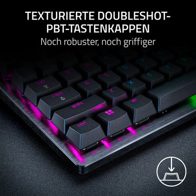 Razer Huntsman V3 Pro - Analoges optisches E-Sport-Keyboard Snap Tap & Rapid Trigger (Schnellfeuer-Modus, Multifunktionaler Drehregler, Doubleshot-PBT-Tastenkappen) DE-Layout | Schwarz