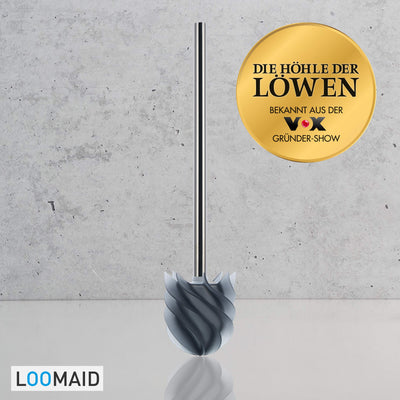 LOOMAID Silikon WC-Bürste mit Lotuseffekt – Made in Germany – Ersatz Klobürste, Toilettenbürste (Grau)