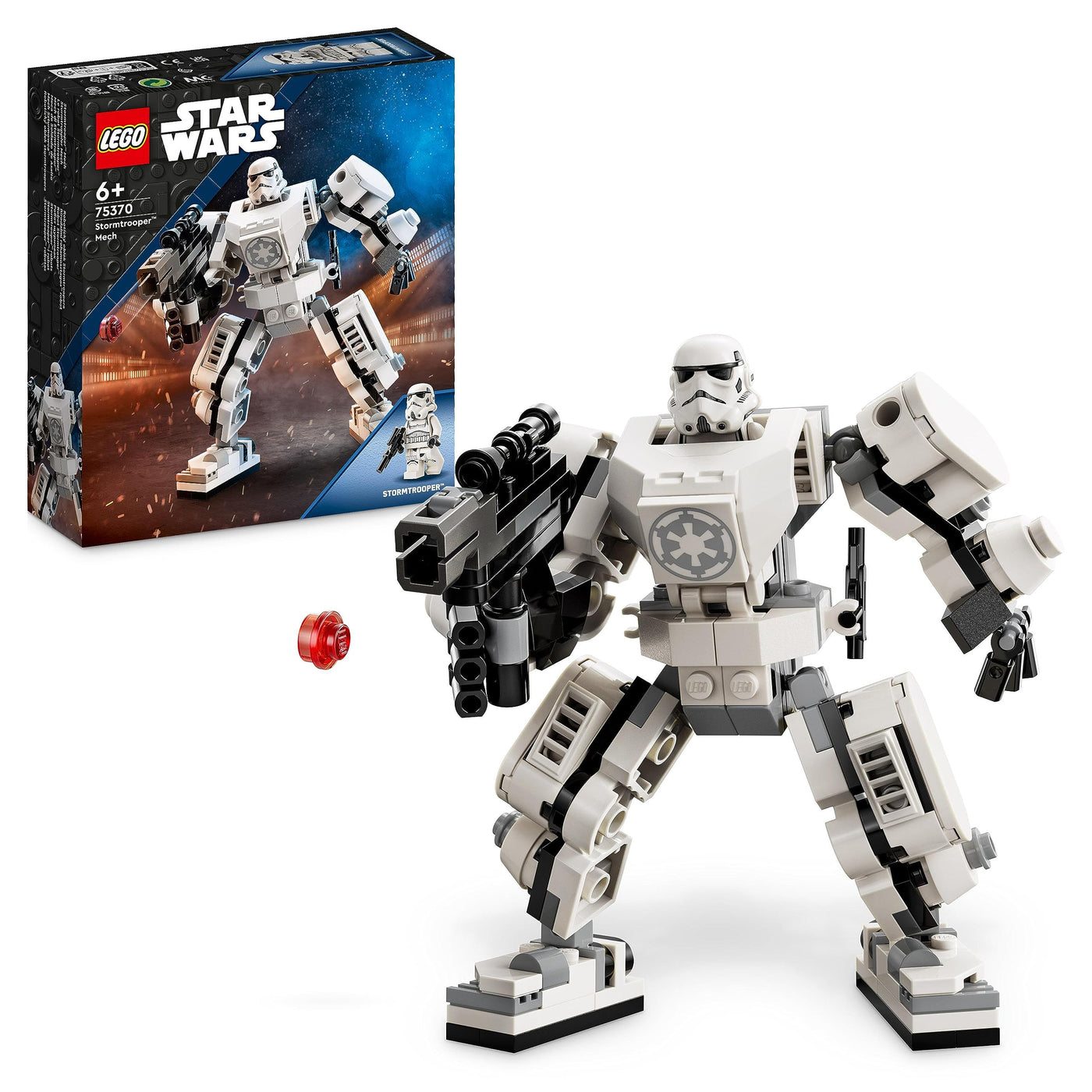 LEGO 75370 Star Wars Sturmtruppler Mech Set, Baubares Actionfigur-Modell mit Gelenkteilen, Minifiguren-Cockpit und großem Stud-Shooter, Sammelspielzeug für Kinder ab 6 Jahren