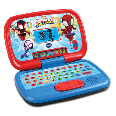 VTech Spidey und seine Super-Freunde - Lernlaptop – Lerncomputer mit QWERTZ-Tastatur und Inhalten zu Buchstaben, Buchstabenlauten, einfacher Addition und Subtraktion u. v. m. Für Kinder von 3-6 Jahren