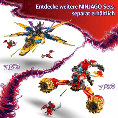 LEGO NINJAGO Ras und Arins Super-Sturmflieger - Spielzeug mit Drohne, Shootern, Klingen und Triebwerken - Inkl. 3 Minifiguren für Ninja Rollenspiele - Bauset für Jungen und Mädchen ab 8 Jahren 71833