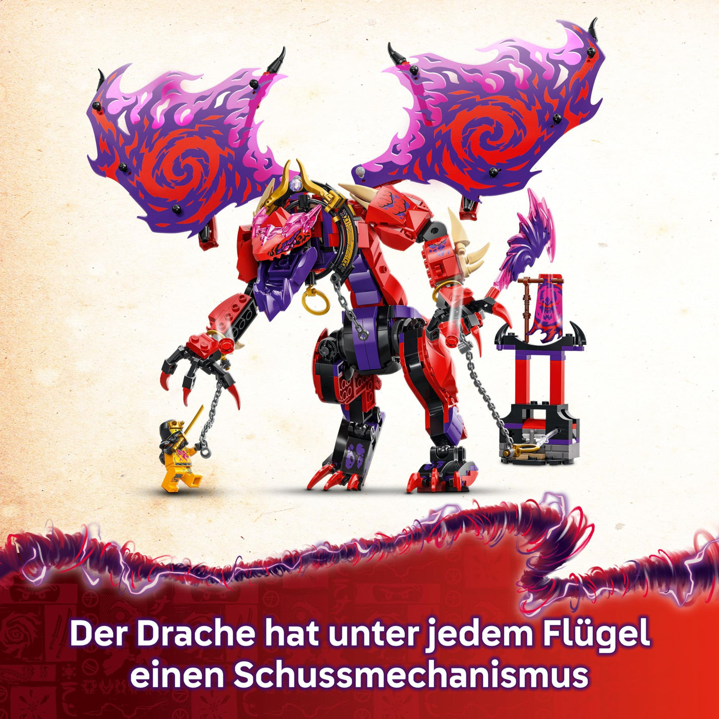 LEGO NINJAGO Chaosdrache Donnerzahn – Bewegliche Actionfigur mit 6 Minifiguren (Lloyd, NYA, Arin und Sora) – Kreatives Spielzeug zu Weihnachten für Kinder ab 8 Jahren – 71832