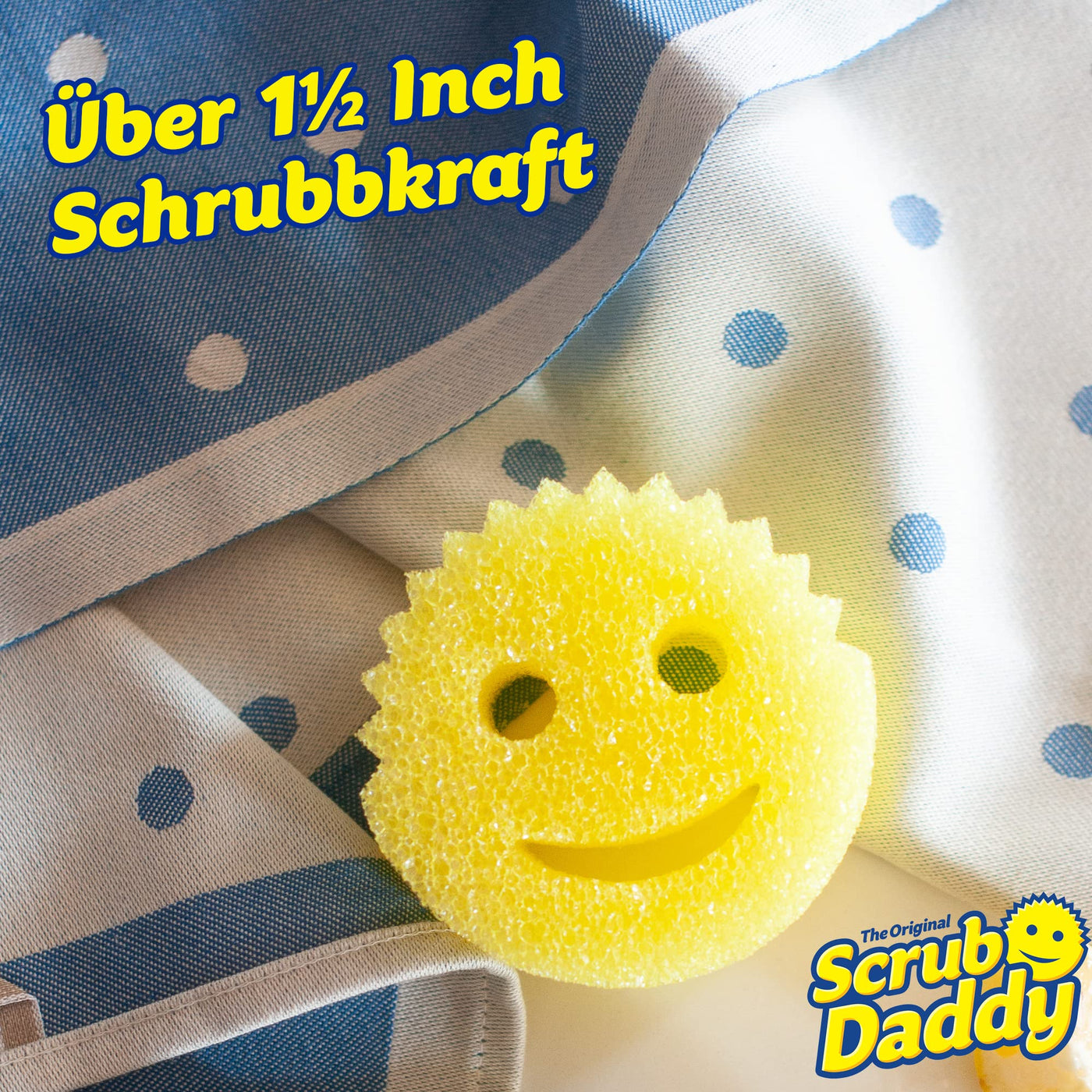 Scrub Daddy Original Spülschwamm, Reinigungsschwamm Smiley Form - Putzschwamm mit Texturveränderung, kratzfreier Schwamm Küche, Scheuerschwamm, Schmutzradierer, spülmaschinenfest - 2er-Pack Gelb