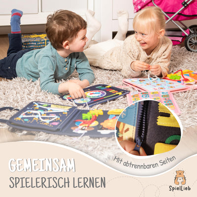 SpielLieb® Montessori Busy Board Deutsch ab 3 Jahre - interaktives Activity Board Spielzeug für Kleinkinder - Beschäftigung für Auto & Flugzeug Entwicklung & Motorik