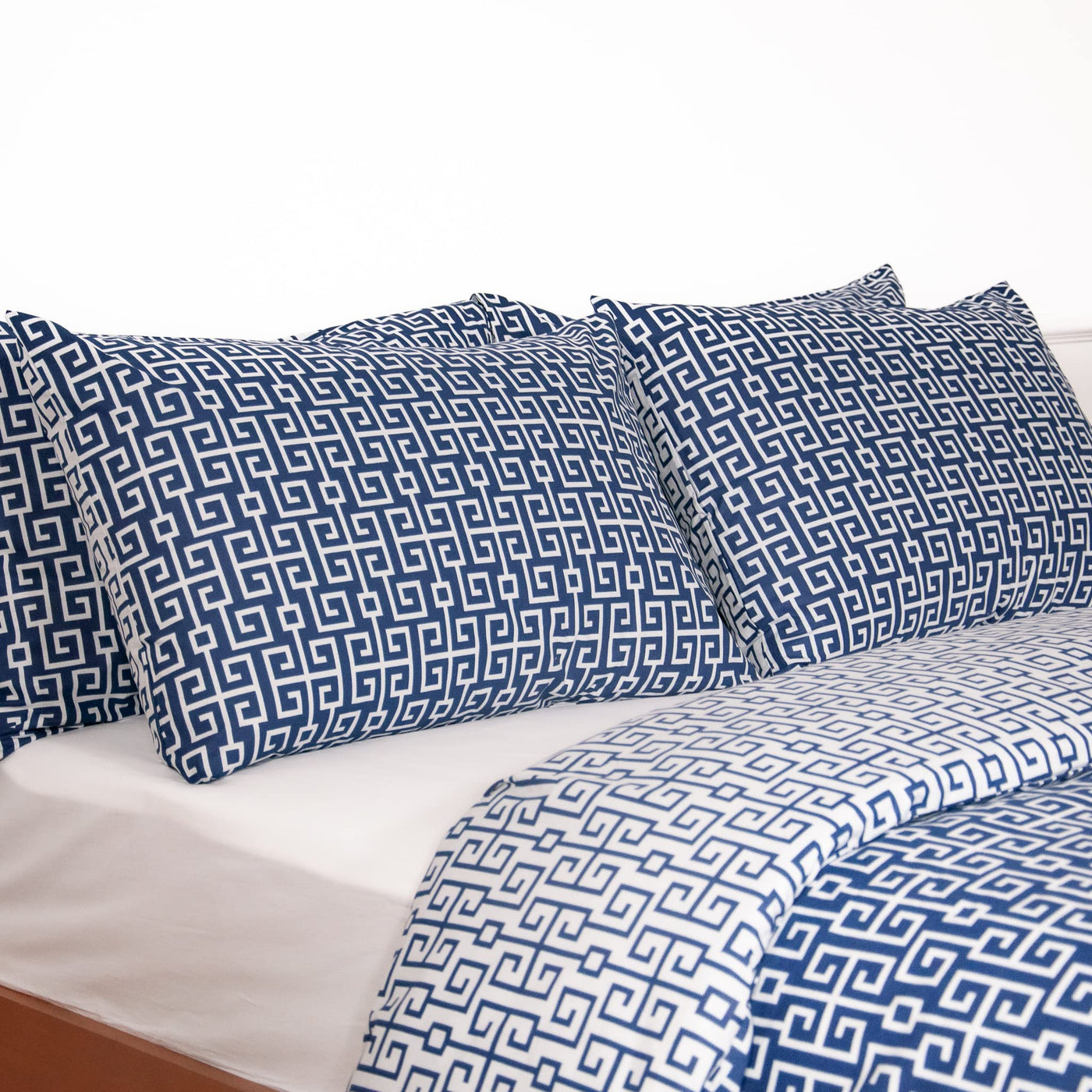 LERUUM Bettwaesche Set 135x200 Baumwolle Navy Blau Weiß Erwachsene Jungen Geometrisches Wendbares Bettbezug mit 1x Kissenbezug 80x80(2 teilig Classy)