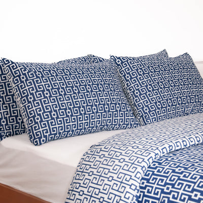 LERUUM Bettwaesche Set 135x200 Baumwolle Navy Blau Weiß Erwachsene Jungen Geometrisches Wendbares Bettbezug mit 1x Kissenbezug 80x80(2 teilig Classy)