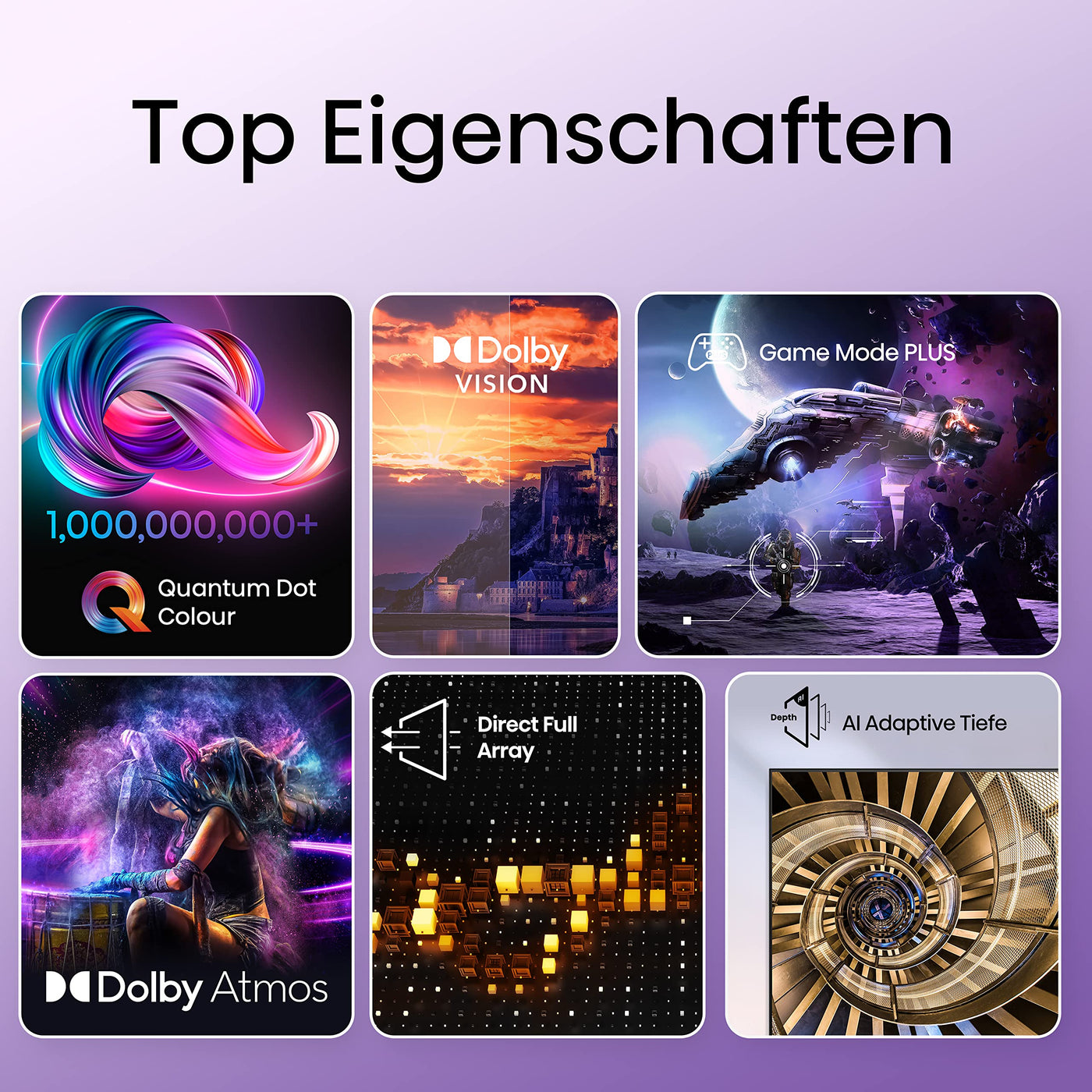 Hisense 50E7KQ QLED Smart TV 127cm (50 Zoll), 4K, HDR10, HDR10+ decoding, HLG, Dolby Vision, DTS Virtual, 60Hz Panel, Bluetooth, Alexa Built-in, VIDAA Voice, schwarz [2023