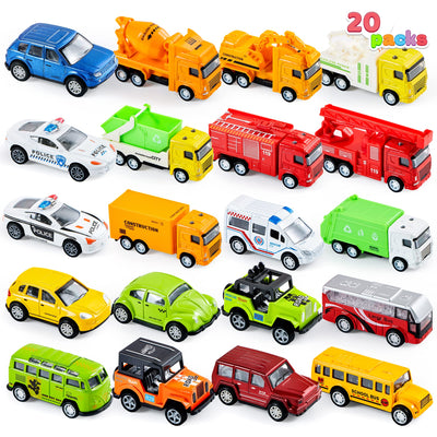 JOYIN 20 Stück Metall Zurückziehen Mini Spielzeugautos, Mini Die Cast Spielzeugautos Set, Pull Back Autos für Kleinkinder Mädchen Jungen Spielzeug