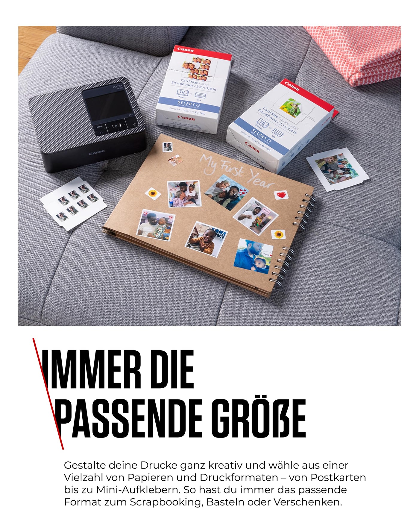 Canon SELPHY CP1500 Kompakter Fotodrucker – Drahtloses Drucken, Langlebige Fotos, USB-C & SD-Kartenanschluss – Perfekt für Scrapbooks und Fotoalben (Weiß)