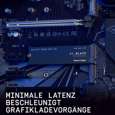 WD_BLACK SN850X NVMe SSD 2 TB interne SSD (Gaming Speicher, PCIe Gen4-Technologie, Lesen 7.300 MB/s, Schreiben 6.600 MB/s) Schwarz