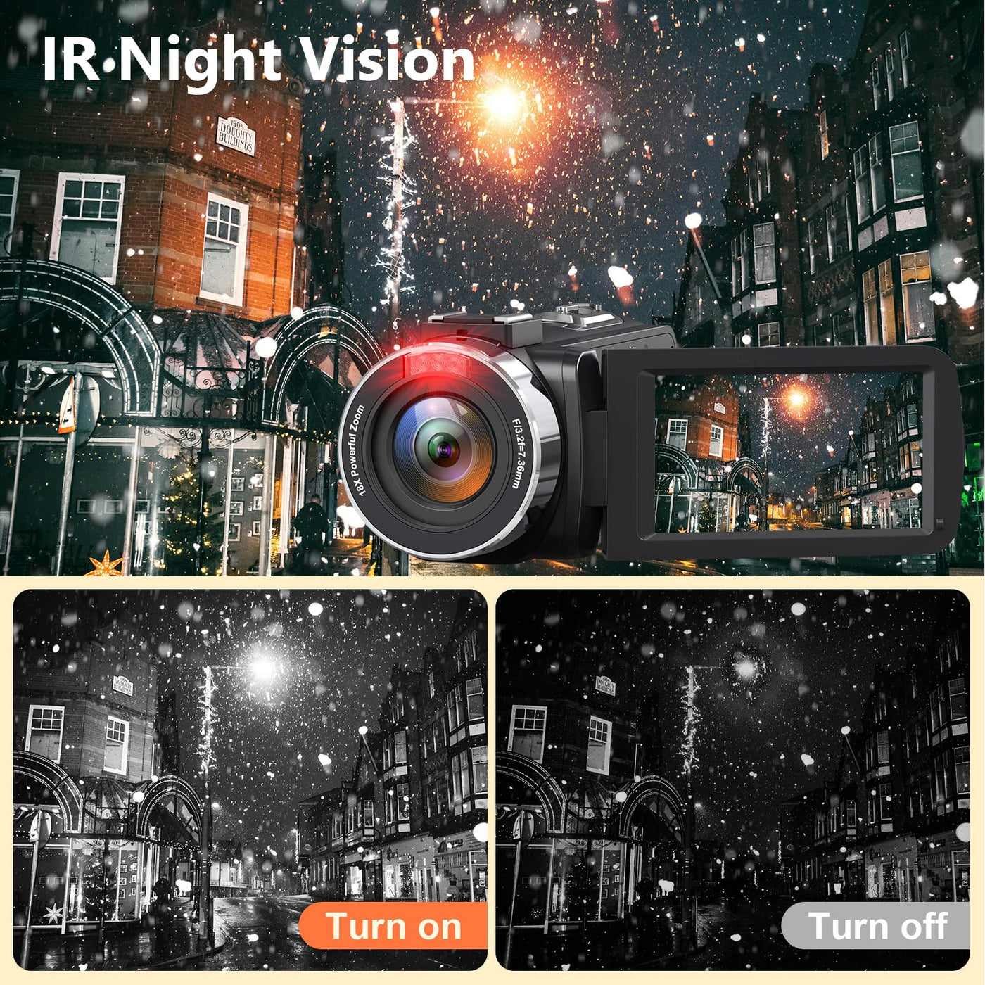 Videokamera Camcorder 4K, 44MP Vlogging Camera für YouTube, 18X Digitaler Zoom 3,0-Zoll-IPS-Bildschirm Kamera, IR Nachtsicht Webcam Videokamera mit Mikrofon, Fernbedienung, 2 Akkus und 32GB SD Karte