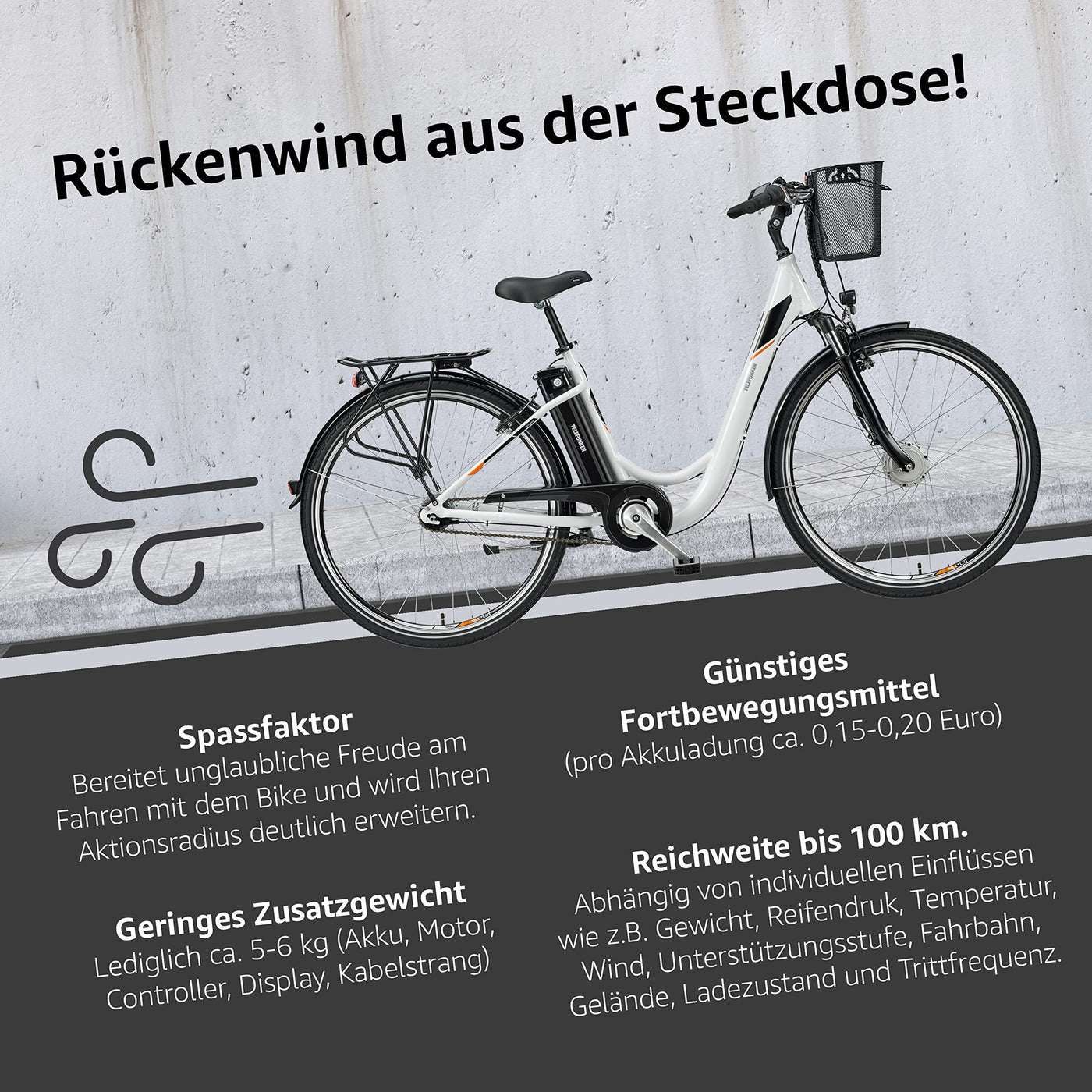 TELEFUNKEN E-Bike Damen 28 Zoll Elektrofahrrad - 7-Gang Shimano Nabenschaltung mit Rücktritt, Pedelec Citybike Alu mit Fahrradkorb, Frontmotor 250W /10,4Ah / 36V Sitzrohrakku, RC840 Multitalent