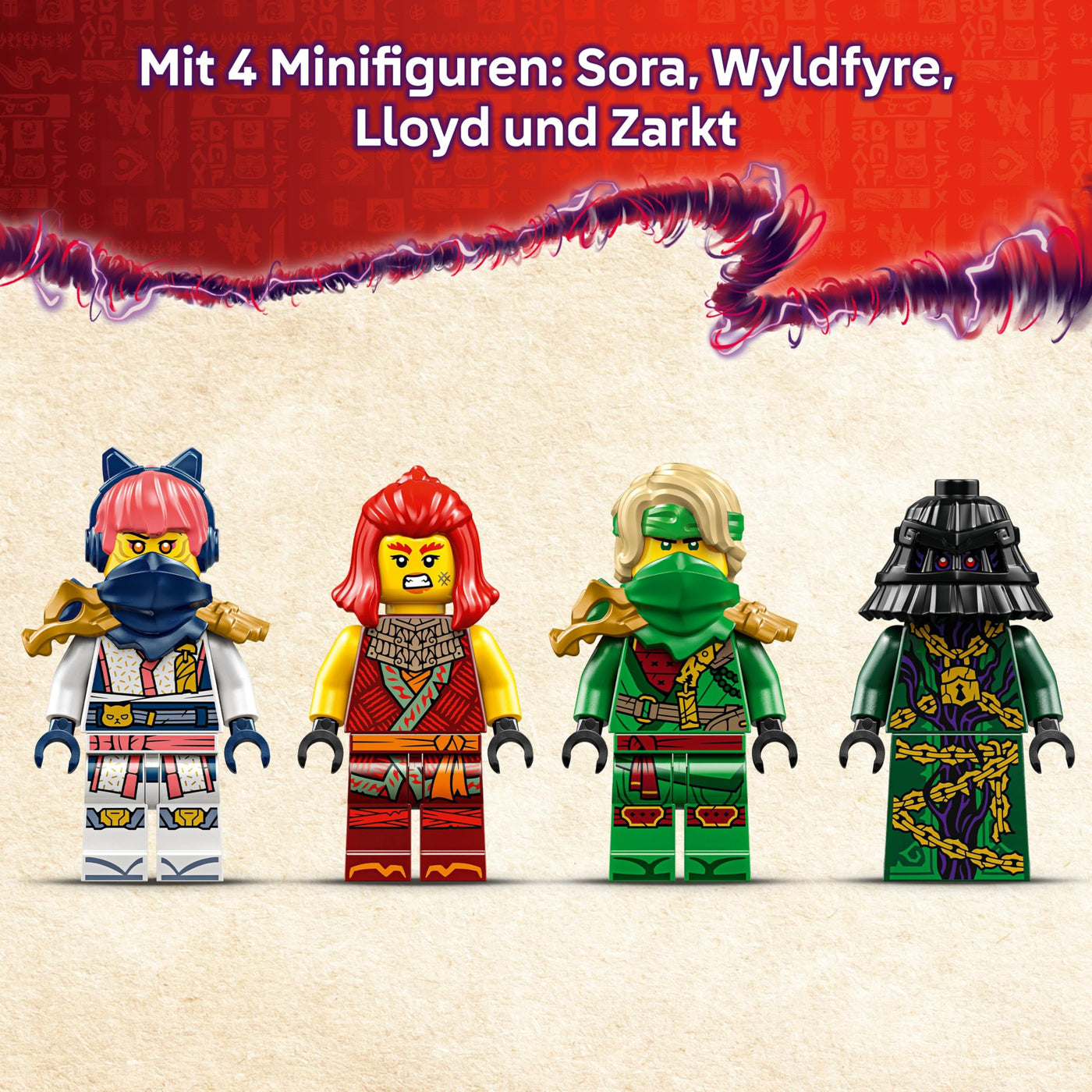 LEGO NINJAGO Rontu der Meisterdrache -Bewegliche Drachen-Figur mit Shootern - 4 Minifiguren, inkl. Lloyd, Sora & Wyldfyre - Ninja-Spielzeug für Kinder - Geschenk für Jungen ab 7 Jahren - 71842