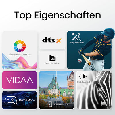 Hisense 32E4KT (32 Zoll) Fernseher, HD Ready - Smart TV, Triple Tuner DVB-T2 / T/C / S2 / S, Works with Alexa, WiFi, Game Mode, Hotel Mode, Schwarz [2023 ], Betriebsystem VIDAA U