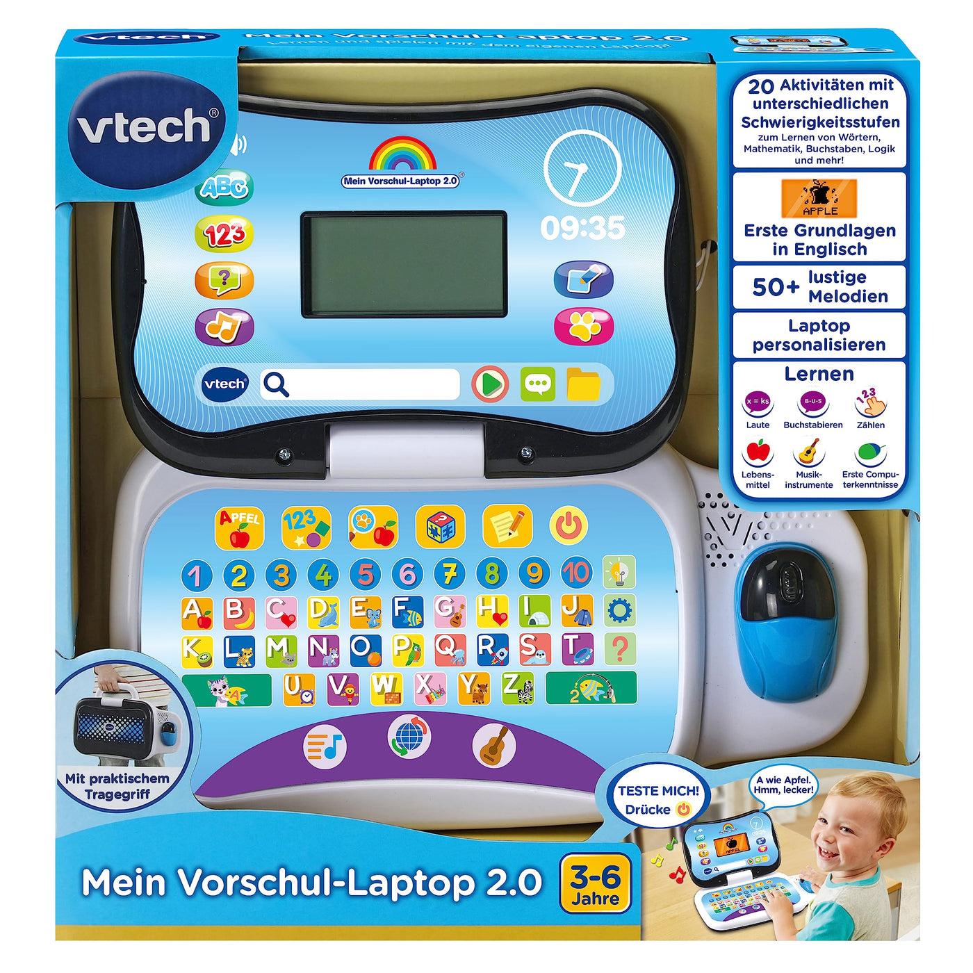 VTech Mein Vorschul-Laptop 2.0 – Lerncomputer zum Entdecken von Zahlen, Formen, Logik u. v. m. – Für Kinder von 3-6 Jahren