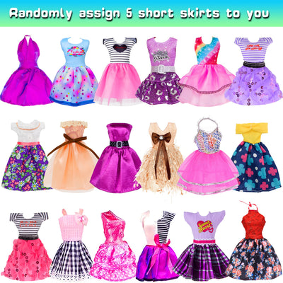 49-teiliges Puppenkleidungs- und Zubehörset für 11,5-Zoll-Mädchenpuppen enthält 3 Lange Kleider, 4 Oberteile, 4 Hosen, 3 Bikinis, 5 Kurze Kleider, 10 Schuhe, 10 Handtaschen, 10 Kleiderbügel