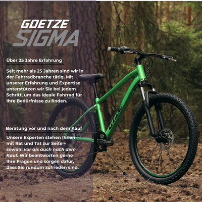 Goetze Sigma 26 x 2.10 Zoll Jugendfahrrad | MTB Hardtail | 7-Gang Kettenschaltung mit Drehgriff | Mechanische Scheibenbremsen | Aluminiumrahmen 15" | Federgabel | ab 145 cm Körpergröße