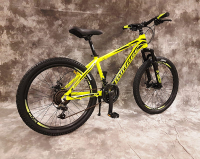 26 Zoll Aluminium Mountainbike Mirage Gefedert, 21-Gang DAUMENKLICKKETTENSCHALTUNG, Scheibenbremsen NEU 2667-GELB Bitte BEACHTEN AB 155 cm KÖPERGRÖSSE GEEIGNET !!!!!!!