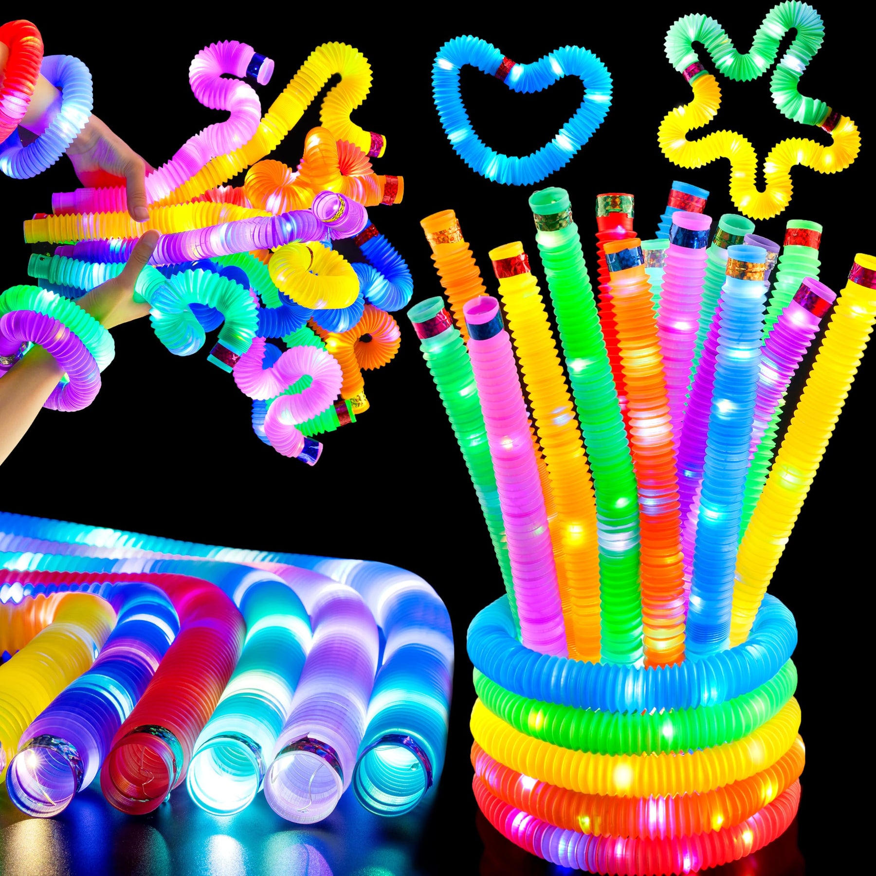 leuchtendes spielzeug JOYIN 9 Stück LED Knicklicht Pop Tubes, Leuchtende Sensorik Spielzeuge