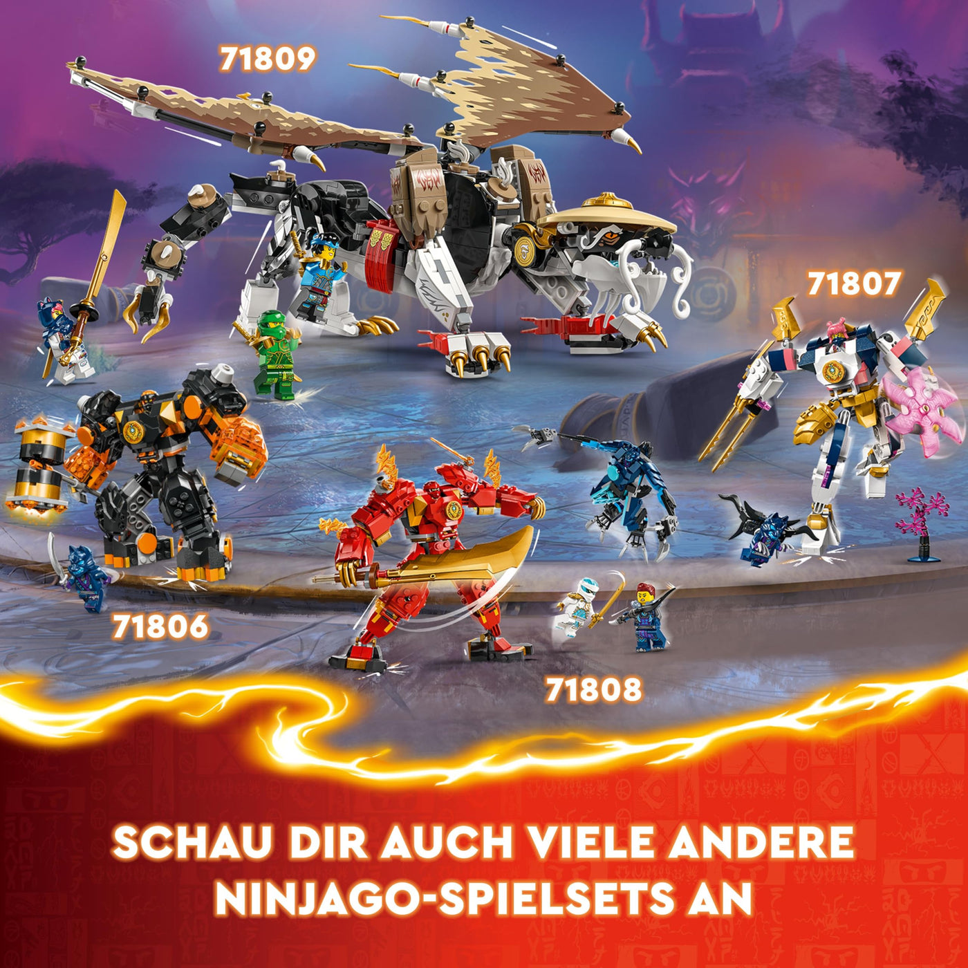 LEGO NINJAGO Egalt der Meisterdrache, Ninja-Set mit Drachen-Spielzeug und 5 Figuren inkl. Lloyd und NYA, Drachenmeister, Geschenk für Jungs und Mädchen ab 8 Jahren 71809
