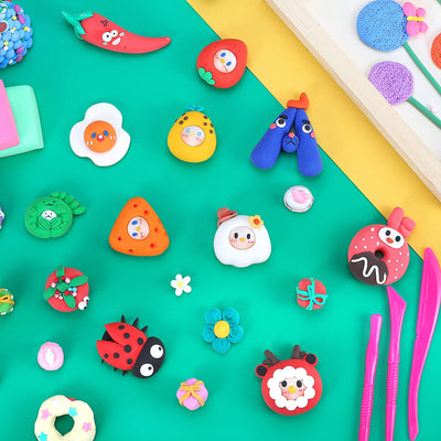 Modelliermasse Lufttrocknend - iFergoo 24 Farben Knete Lufttrocknend für Kinder, Geschenk für Jungen und Mädchen im Alter von 3-12 Jahren (Rosa und lilafarbene Box)