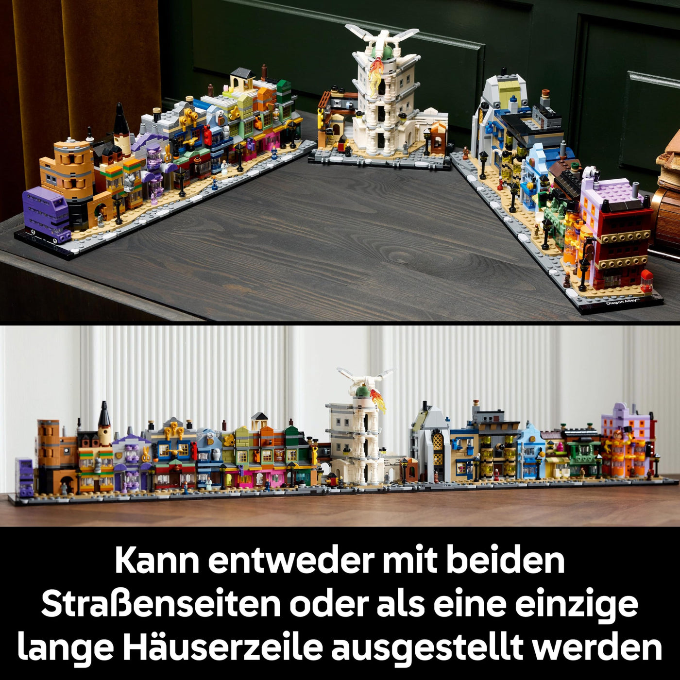LEGO Harry Potter Die Zauberläden der Winkelgasse - Miniaturstraße zum Ausstellen - 12 Mikrofiguren zum Sammeln, inkl. Harry Potter, Draco Malfoy, Hermine Granger - Geschenk für Erwachsene 76444