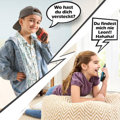 VTech KidiTalkie Explorer – Zwei 8-in-1 Walkie-Talkies mit integrierter Taschenlampe und lustigen Effekten – Für Kinder von 4-12 Jahren