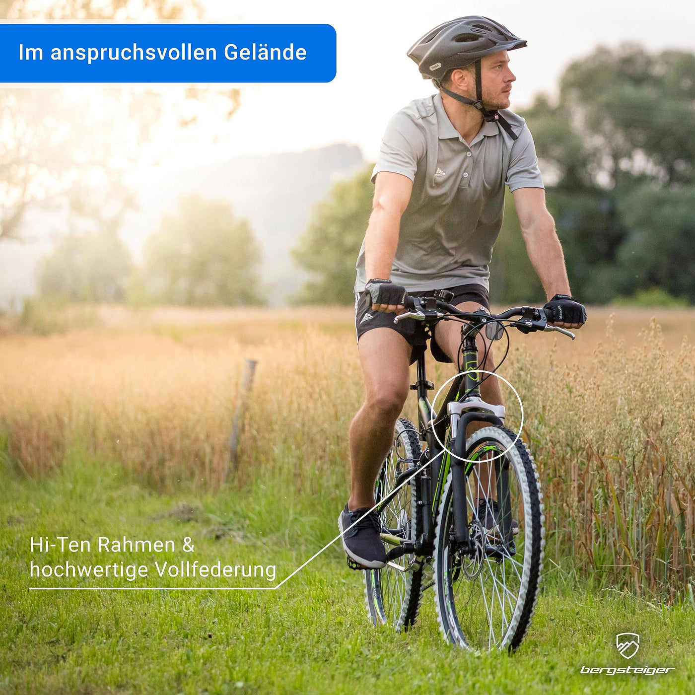 Bergsteiger Phoenix 26 Zoll Mountainbike, geeignet ab 160 cm, Scheibenbremse, Licht, Schutzblech, 21 Gang-Schaltung, Vollfederung