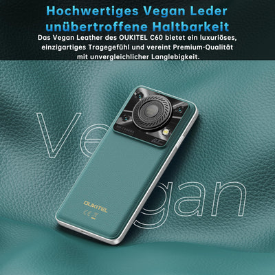 OUKITEL C60 Smartphone Ohne Vertrag - Android 15 10000mAh 16GB+128GB Handy Ohne Vertrag 6.88 Zoll 90Hz Bildschirm 13MP+5MP Kamera,120LM Taschenlampe,Lautsprecher,GPS,Dual SIM Simlockfreie Handys,Grün