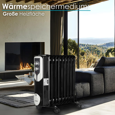 Öl Radiator 9 Rippen | 2000 Watt | 3 Stufen | Energiesparend | Ölradiator | Radiator Heizung | Heater | Heizgerät | Paneelheizkörper | Elektroheizung | Öl-Radiator | Heizkörper | Mini Heizung