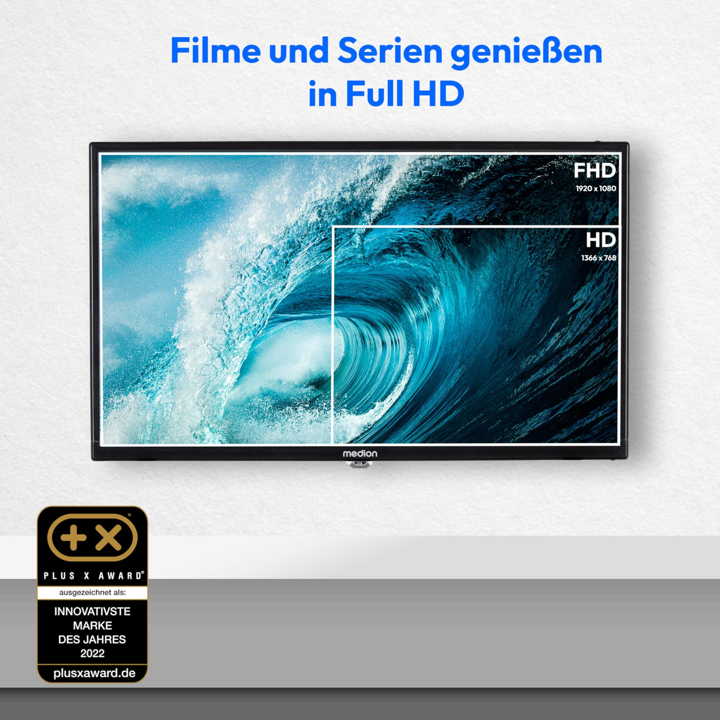 MEDION E12421 (MD 20113) 59,9 cm (24 Zoll) Full HD Fernseher (Triple Tuner Receiver, 12V KFZ Car-Adapter, perfekt für Camping Wohnmobil LKW Garten, CI+, Mediaplayer)