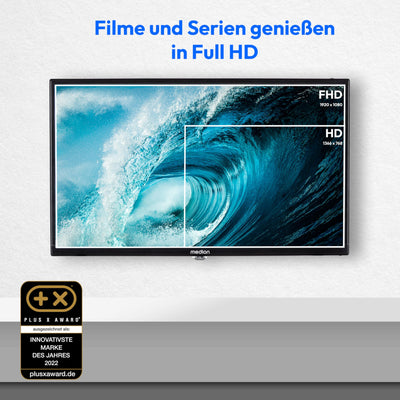MEDION E12421 (MD 20113) 59,9 cm (24 Zoll) Full HD Fernseher (Triple Tuner Receiver, 12V KFZ Car-Adapter, perfekt für Camping Wohnmobil LKW Garten, CI+, Mediaplayer)