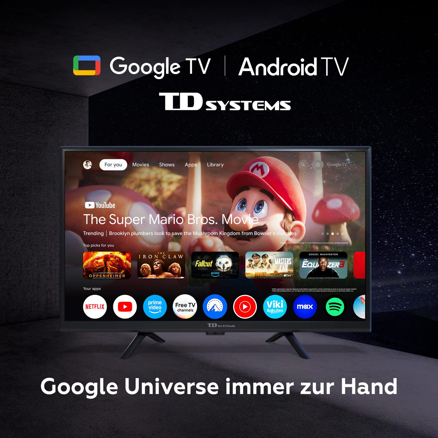 TD Systems - 24 Zoll Smart TV, HD DVB-T2/C/S2 Television, Android 11, Modell 2024, Fernseher mit 2 Jahren Garantie - PRIME24C19GLE