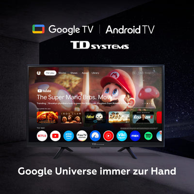 TD Systems - 24 Zoll Smart TV, HD DVB-T2/C/S2 Television, Android 11, Modell 2024, Fernseher mit 2 Jahren Garantie - PRIME24C19GLE