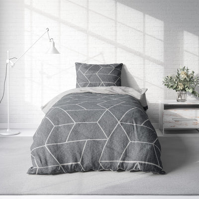 one-home Winter Bettwäsche Thermo Fleece Kuschelig Warme Bettbezüge Flauschig Warm Weich, Größe:2 teilig 135x200 cm, Farbe:Geometrisch grau