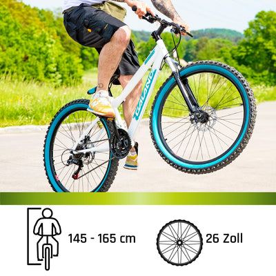 Galano G600 MTB Dirt Bike 26 Zoll für Erwachsene und Jugendliche ab 145 cm Mountainbike mit Federgabel Crossbike 18 Gang Kettenschaltung (raw, 33 cm)