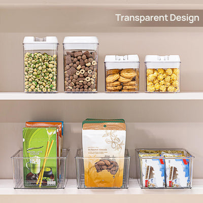 Vtopmart 4er Set Kühlschrank Organizer mit 4 Fächern, BPA-Freie Küche Stapelbarer Lebensmittelaufbewahrungsbox für Teebeutel,Snacks,Gewürze,Durchsichtig