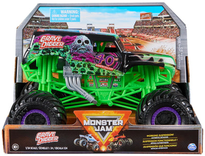 Monster Jam, Grave Digger Monster Truck, detailreiches Metall-Spritzguss-Fahrzeug zum Spielen und Sammeln im Maßstab 1:24, klassisches Farb-Schema, Spielzeug für Kinder ab 3 Jahren
