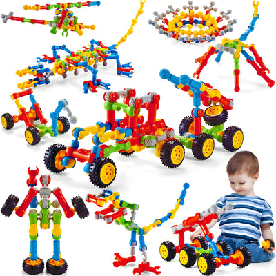 MOONTOY 110 Teile Konstruktionsspielzeug ab 3 4 5 6 7 8 9 + Jahre Jungen Mädchen Bauklötze Kinder Geschenke, STEM Bausteine Spielzeug Kreatives Lernspielzeug Pädagogisches Bauspielzeug Kinderspielzeug