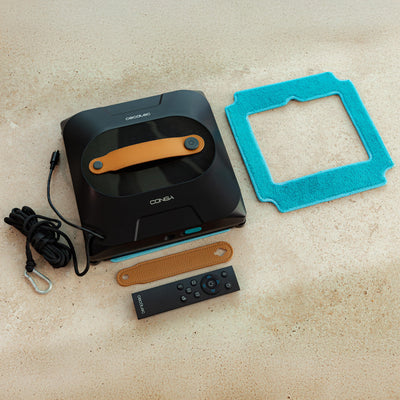 Cecotec Robot Fensterreiniger Conga Windroid 1390 Double Spray Connected 3in1; Sprüht, reinigt und trocknet, Doppelspray, APP, Fernbedienung, 8Modi, Aktionsradius 7,5m, Sicherheitskordel, Reinigungsse