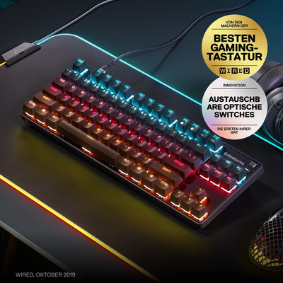 SteelSeries Apex 9 TKL - Mechanische Gaming-Tastatur - Optische Switches - 2-Punkt-Betätigung - Esports-Formfaktor ohne Tenkey - Hotswap- fähige Switches - Deutsches (QWERTZ) Layout