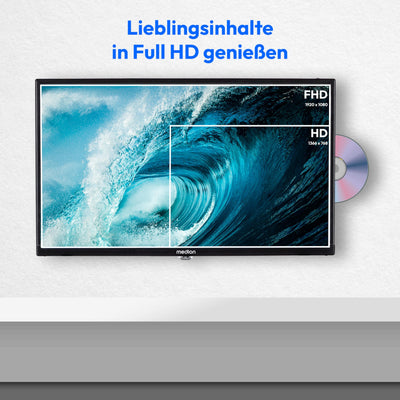 MEDION 59,9 cm (24 Zoll) Full HD Fernseher (integrierter DVD-Player, perfekt für Camping Wohnmobil LKW Garten, 12V KFZ Car-Adapter, Triple Tuner Receiver, HDMI, USB, MD 824001)