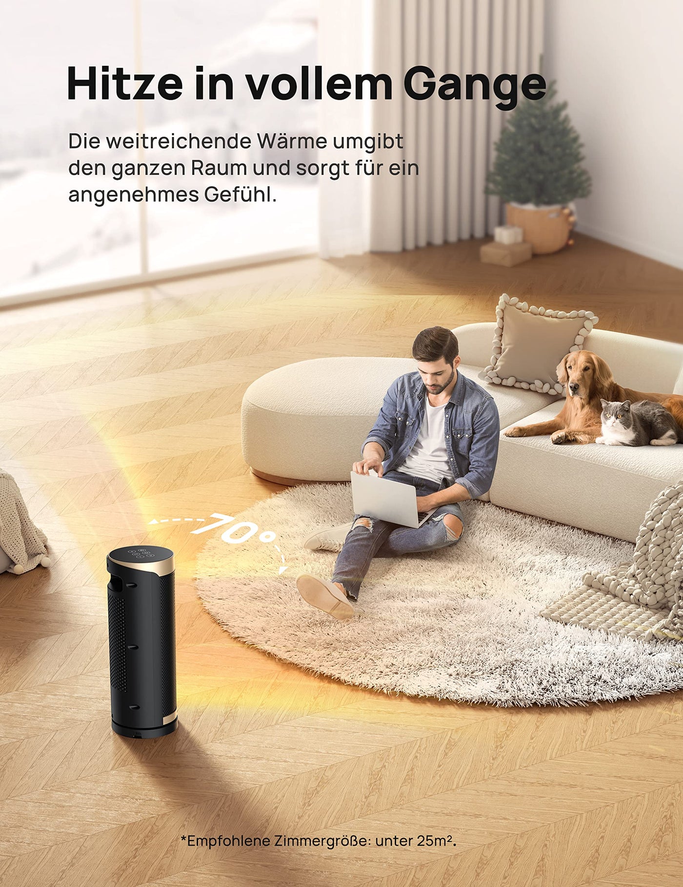 Dreo Heizlüfter Energiesparend, PTC Keramik Heizlüfte Leise, 70° Oszillierend Elektroheizung mit Fernbedienung, 12-Std-Timer, 3 Modus 3 Geschwindigkeit, Überhitzungs-Kippschutz, Solaris Slim H3
